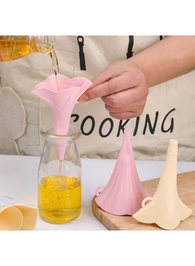 Funnel silicone flower shape folding with supporter, oil dispenser, Liquid Powder Transfer, Water Bottle, small grocery, Oil, Sauce, Water, Juice, Small Food-grains - Image 2